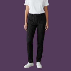 BRAVA 1990s Wrinkle Free Black Trendy Pinstripe Lowrise Dress Pants